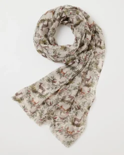Outlet Fable England A Night's Tale Woodland Crystal Grey Light Weight Scarf