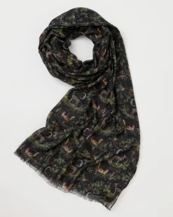 Outlet Fable England A Night's Tale Woodland Midnight Light Weight Scarf