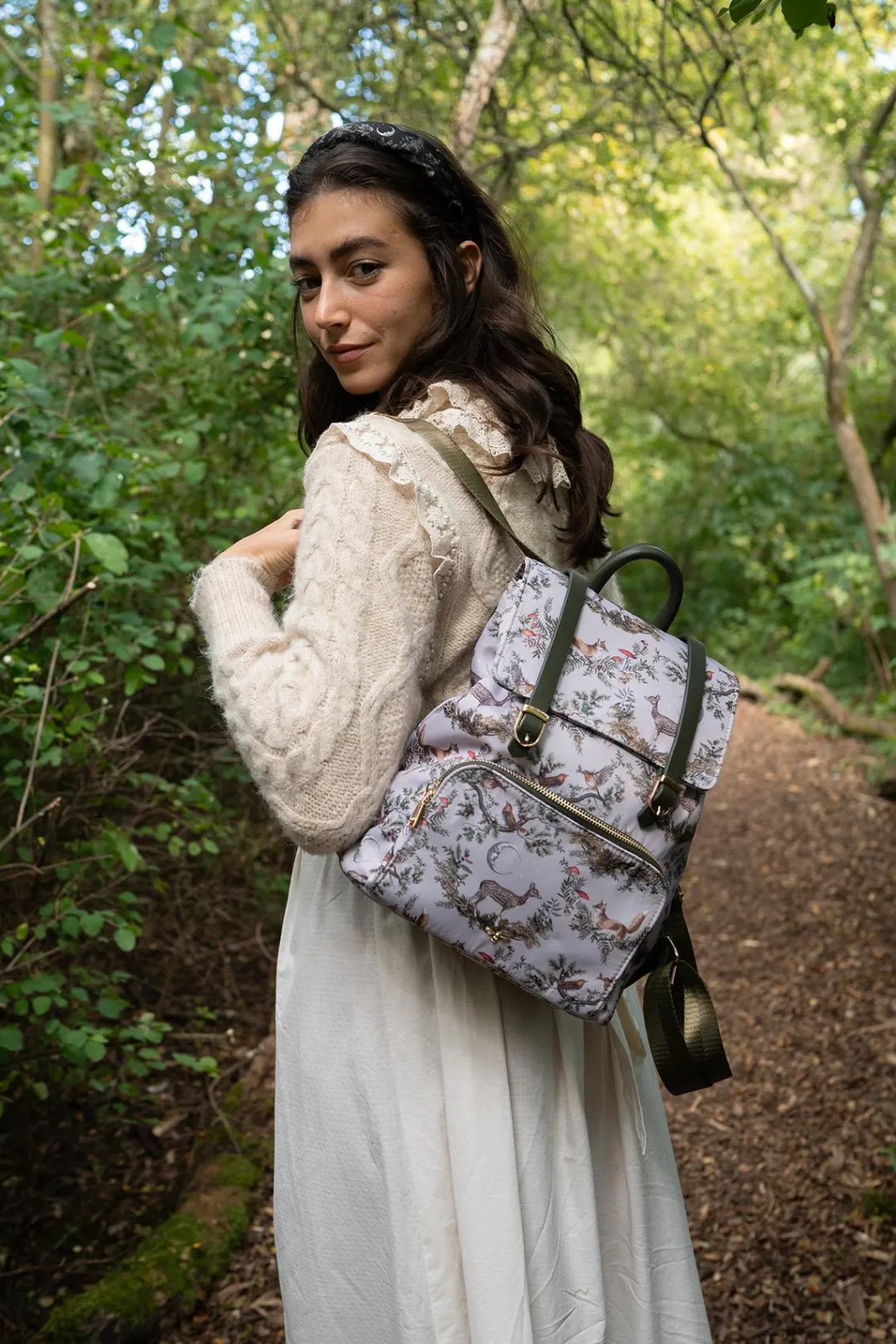 New Fable England A Night's Tale Woodland Small Backpack - Crystal Grey