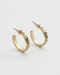 Best Fable England Acorn Leaf & Pearl Hoop Earrings