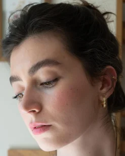 Best Fable England Acorn Leaf & Pearl Hoop Earrings