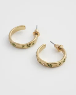Best Fable England Acorn Leaf & Pearl Hoop Earrings