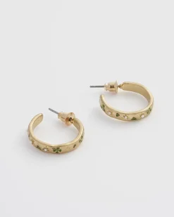 Best Fable England Acorn Leaf & Pearl Hoop Earrings