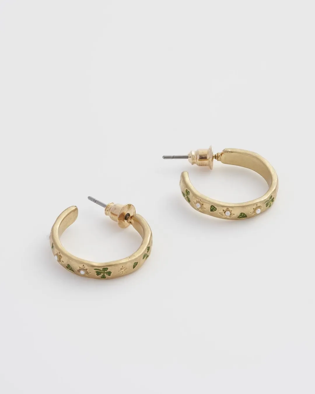 Best Fable England Acorn Leaf & Pearl Hoop Earrings