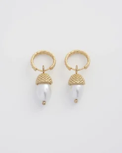 Hot Fable England Acorn Pearl Hoops
