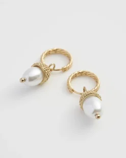 Hot Fable England Acorn Pearl Hoops