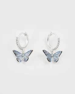 Sale Fable England Blue Butterfly Silver Earrings