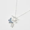 Online Fable England Blue Butterfly Silver Necklace