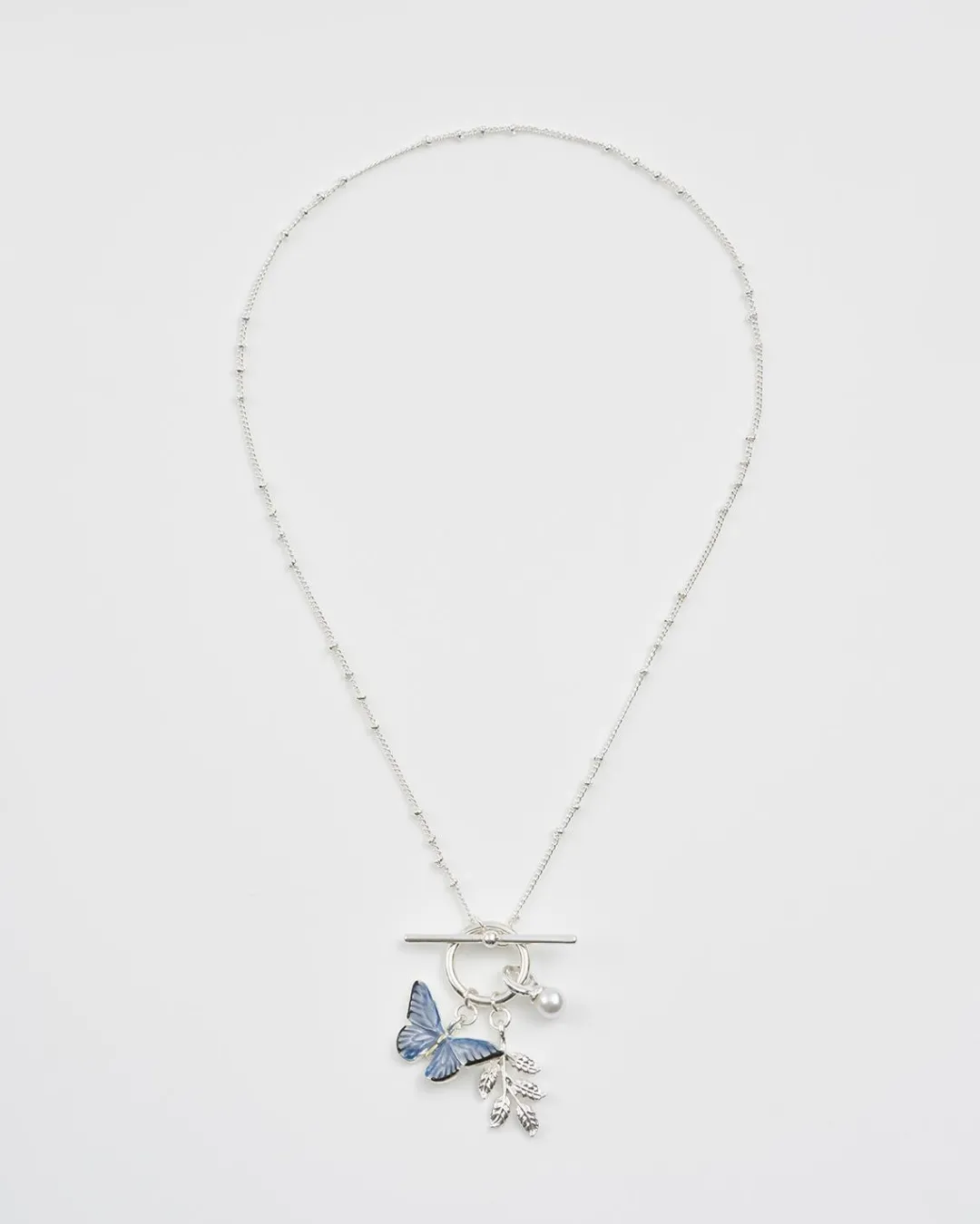 Online Fable England Blue Butterfly Silver Necklace
