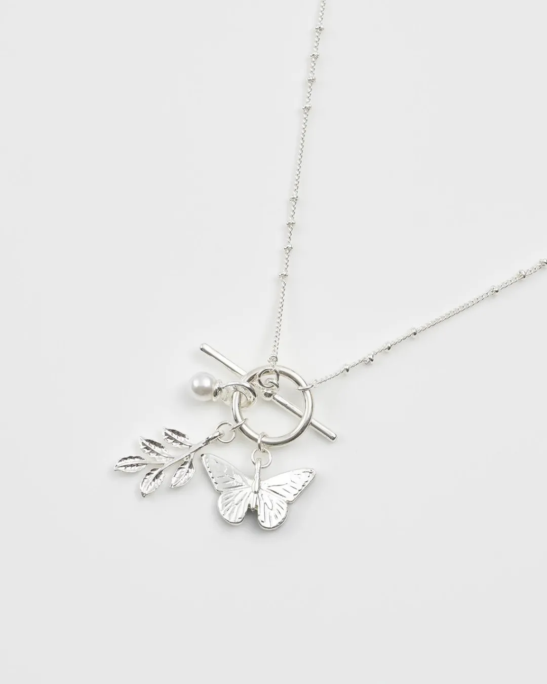 Online Fable England Blue Butterfly Silver Necklace