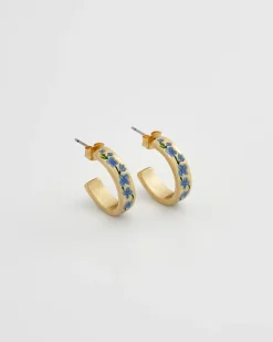 Sale Fable England Blue Forget-Me-Not Hoop Earings