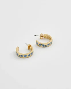 Sale Fable England Blue Forget-Me-Not Hoop Earings