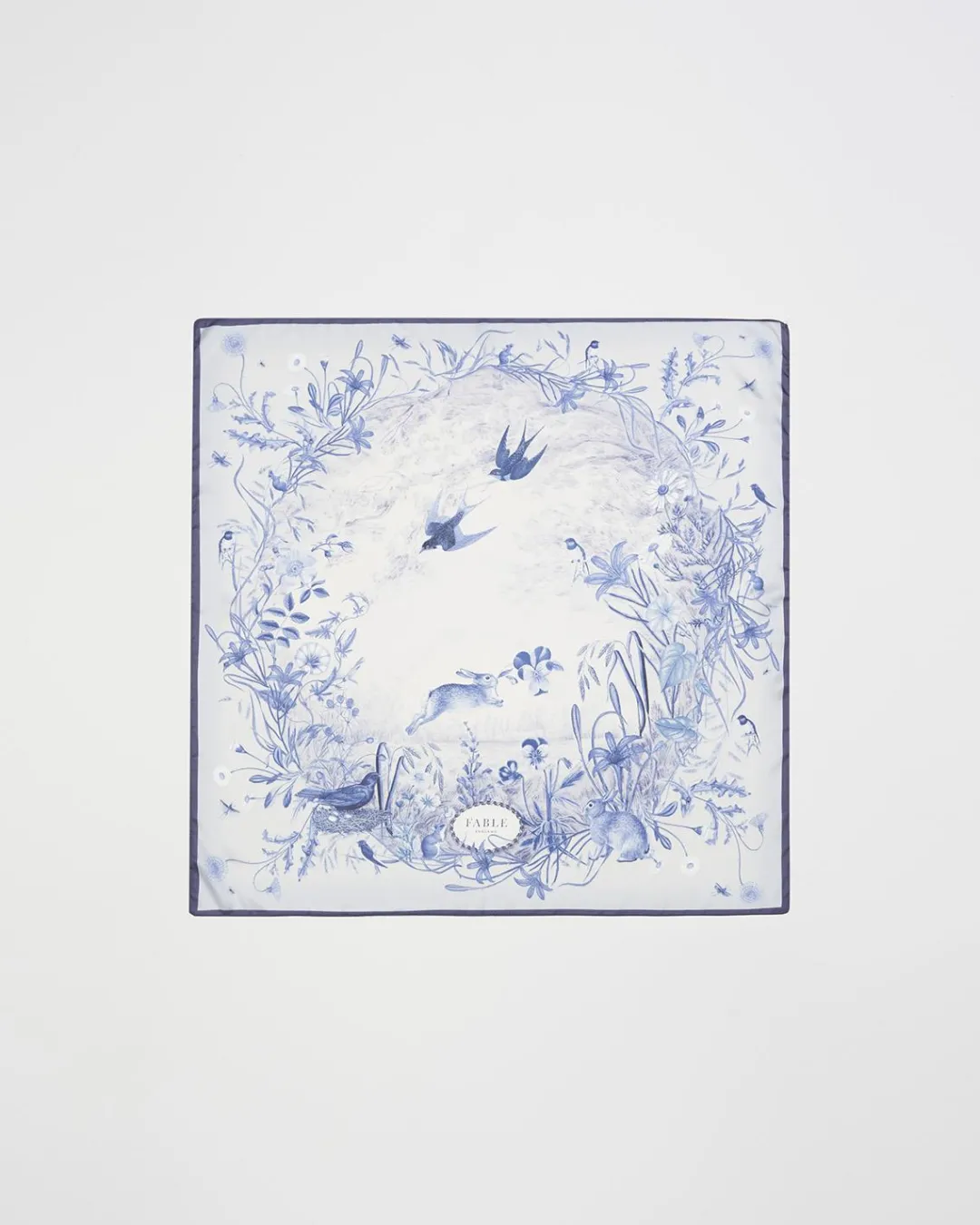 Outlet Fable England Bunny Blues Narrative Square Scarf