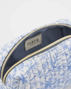 Online Fable England Bunny Blues Small Quilted Makeup Bag