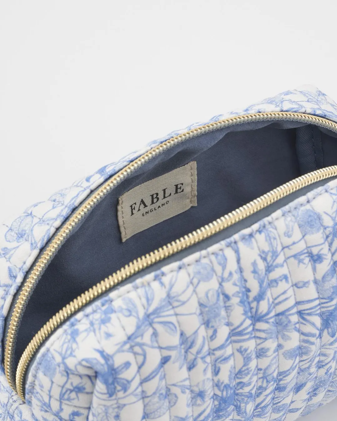 Online Fable England Bunny Blues Small Quilted Makeup Bag