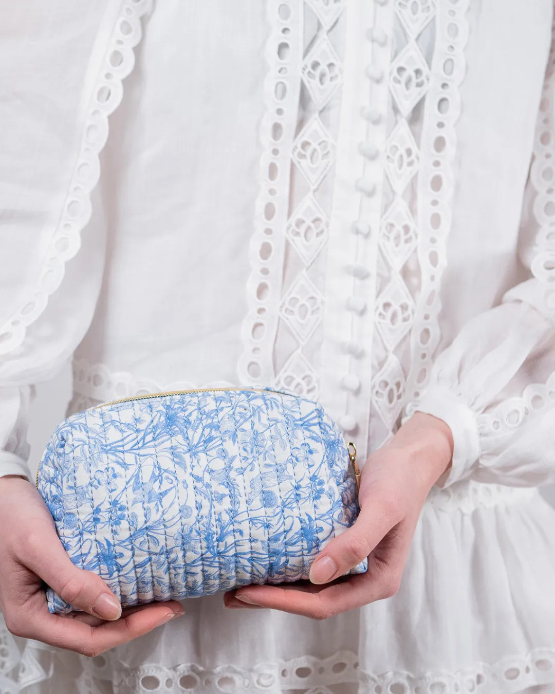 Online Fable England Bunny Blues Small Quilted Makeup Bag