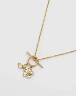 Sale Fable England Butterfly & Flower Necklace