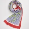 Clearance Fable England Catherine Rowe Pet Portraits Pug Blue Lightweight Scarf