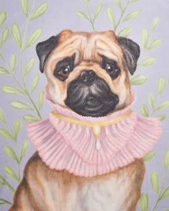 Clearance Fable England Catherine Rowe Pet Portraits Pug Blue Lightweight Scarf