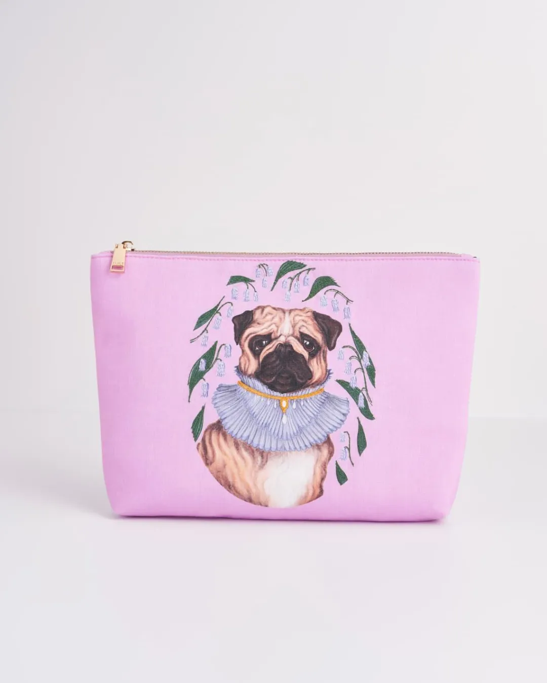 Discount Fable England Catherine Rowe Pet Portraits Pug Pink Cotton Pouch