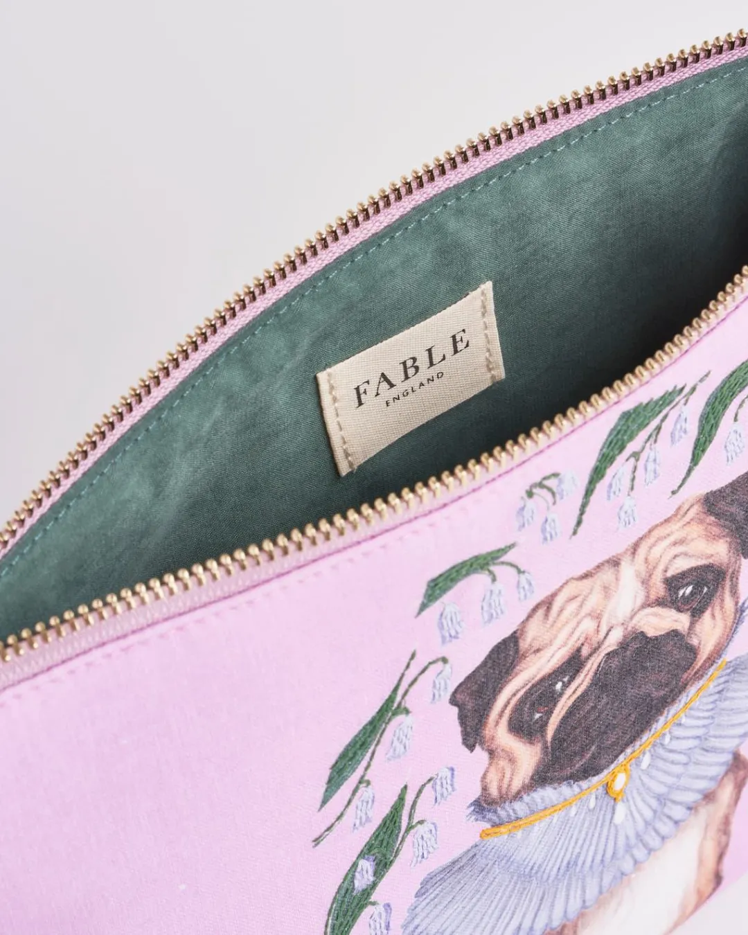 Discount Fable England Catherine Rowe Pet Portraits Pug Pink Cotton Pouch