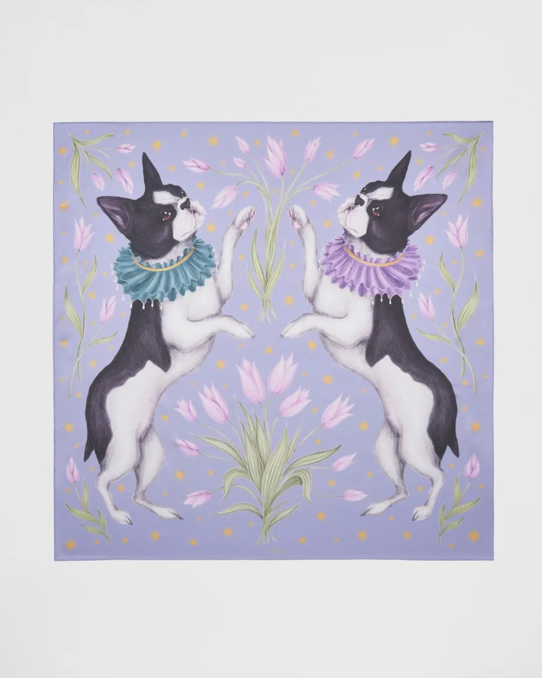 Online Fable England Catherine Rowe Pet Portraits Frenchie Lavender Silk Square Scarf
