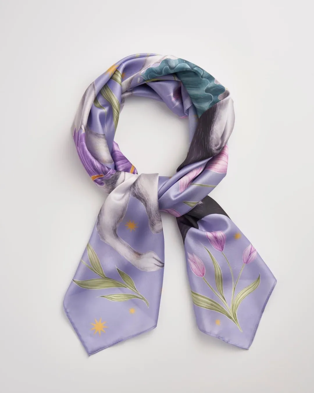 Online Fable England Catherine Rowe Pet Portraits Frenchie Lavender Silk Square Scarf