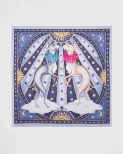 Online Fable England Catherine Rowe Pet Portraits Whippet Blue Silk Square Scarf
