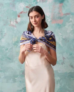 Online Fable England Catherine Rowe Pet Portraits Whippet Blue Silk Square Scarf