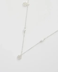 Fashion Fable England Cobweb & Pearl Necklace Silver