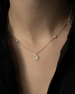 Fashion Fable England Cobweb & Pearl Necklace Silver