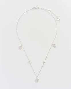 Fashion Fable England Cobweb & Pearl Necklace Silver