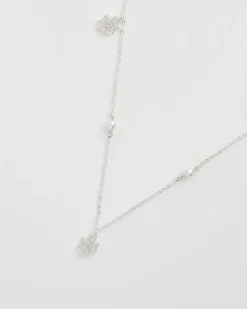 Fashion Fable England Cobweb & Pearl Necklace Silver