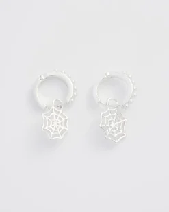 Online Fable England Cobweb Huggie Earrings Silver