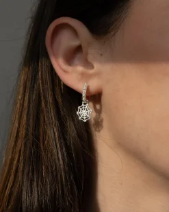 Online Fable England Cobweb Huggie Earrings Silver