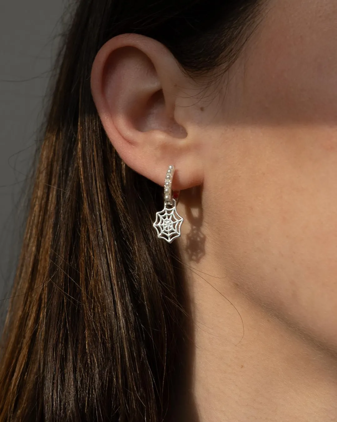 Online Fable England Cobweb Huggie Earrings Silver