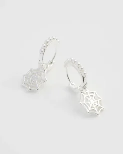 Online Fable England Cobweb Huggie Earrings Silver