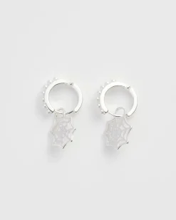 Online Fable England Cobweb Huggie Earrings Silver