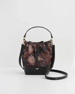 Clearance Fable England Deco Bloom Black Bucket Purse