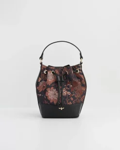 Clearance Fable England Deco Bloom Black Bucket Purse