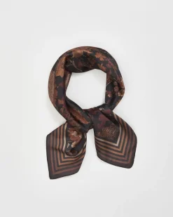 Fashion Fable England Deco Bloom Black Square Scarf