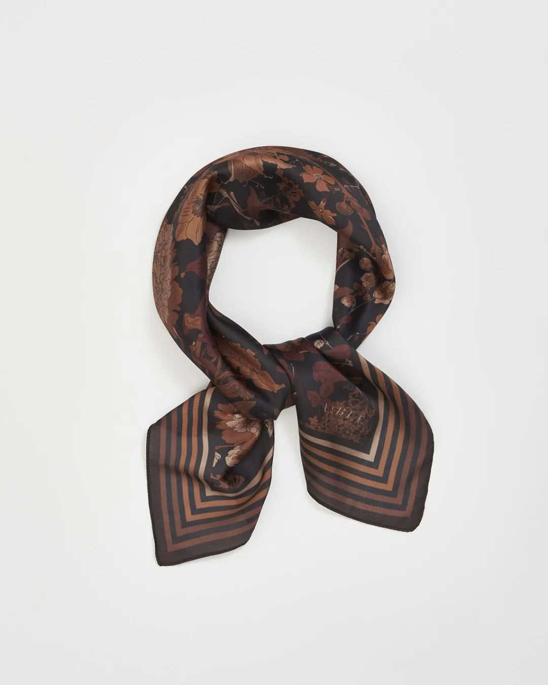 Fashion Fable England Deco Bloom Black Square Scarf