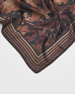 Fashion Fable England Deco Bloom Black Square Scarf