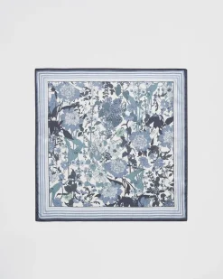 Discount Fable England Deco Bloom Blue Square Scarf