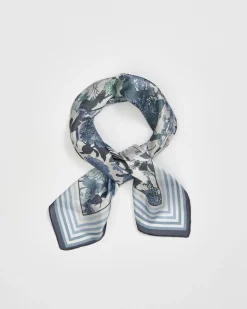 Discount Fable England Deco Bloom Blue Square Scarf