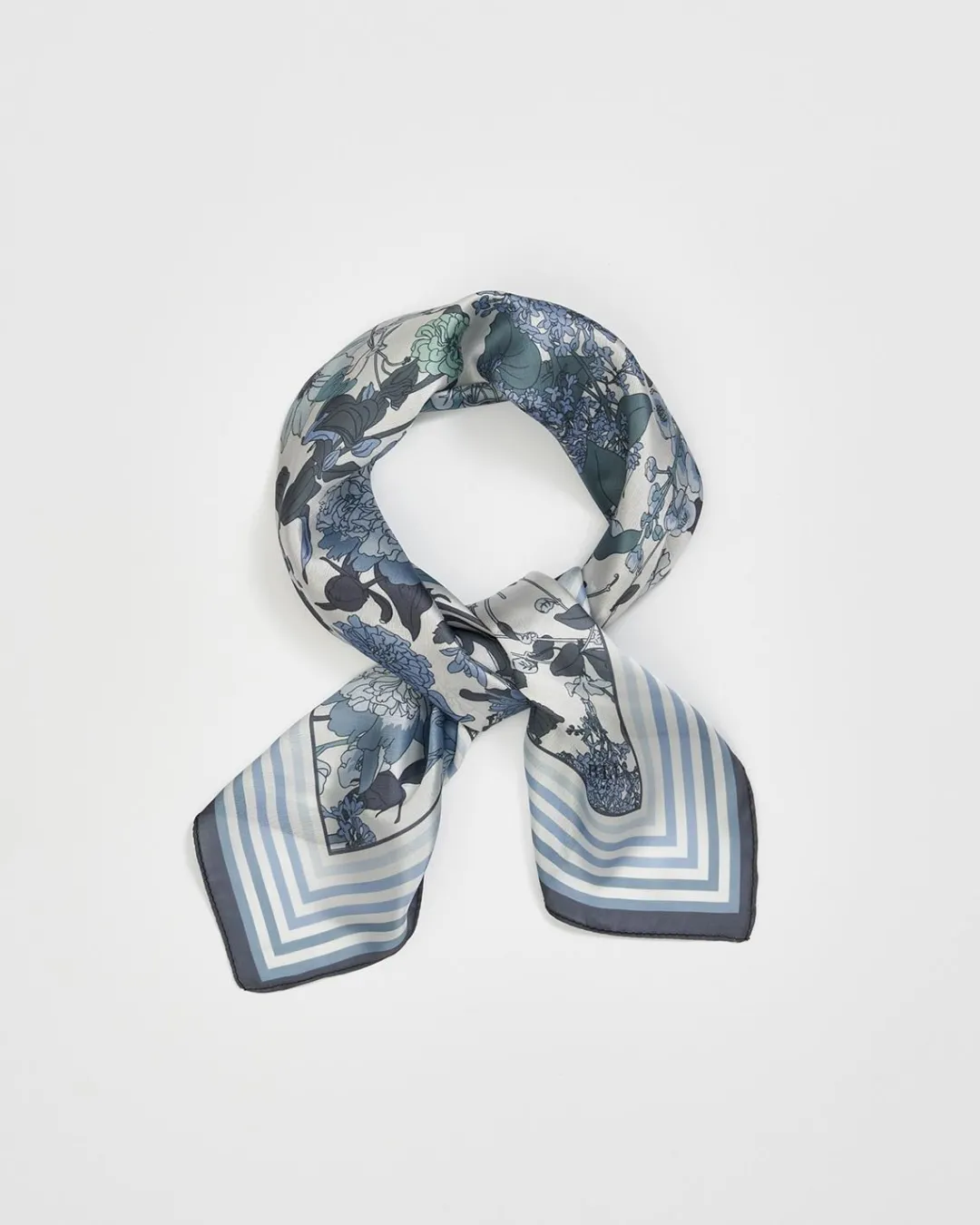 Discount Fable England Deco Bloom Blue Square Scarf