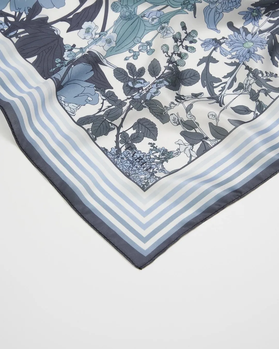 Discount Fable England Deco Bloom Blue Square Scarf