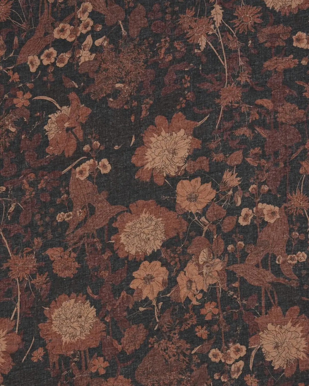 New Fable England Deco Bloom Brown Midweight Scarf