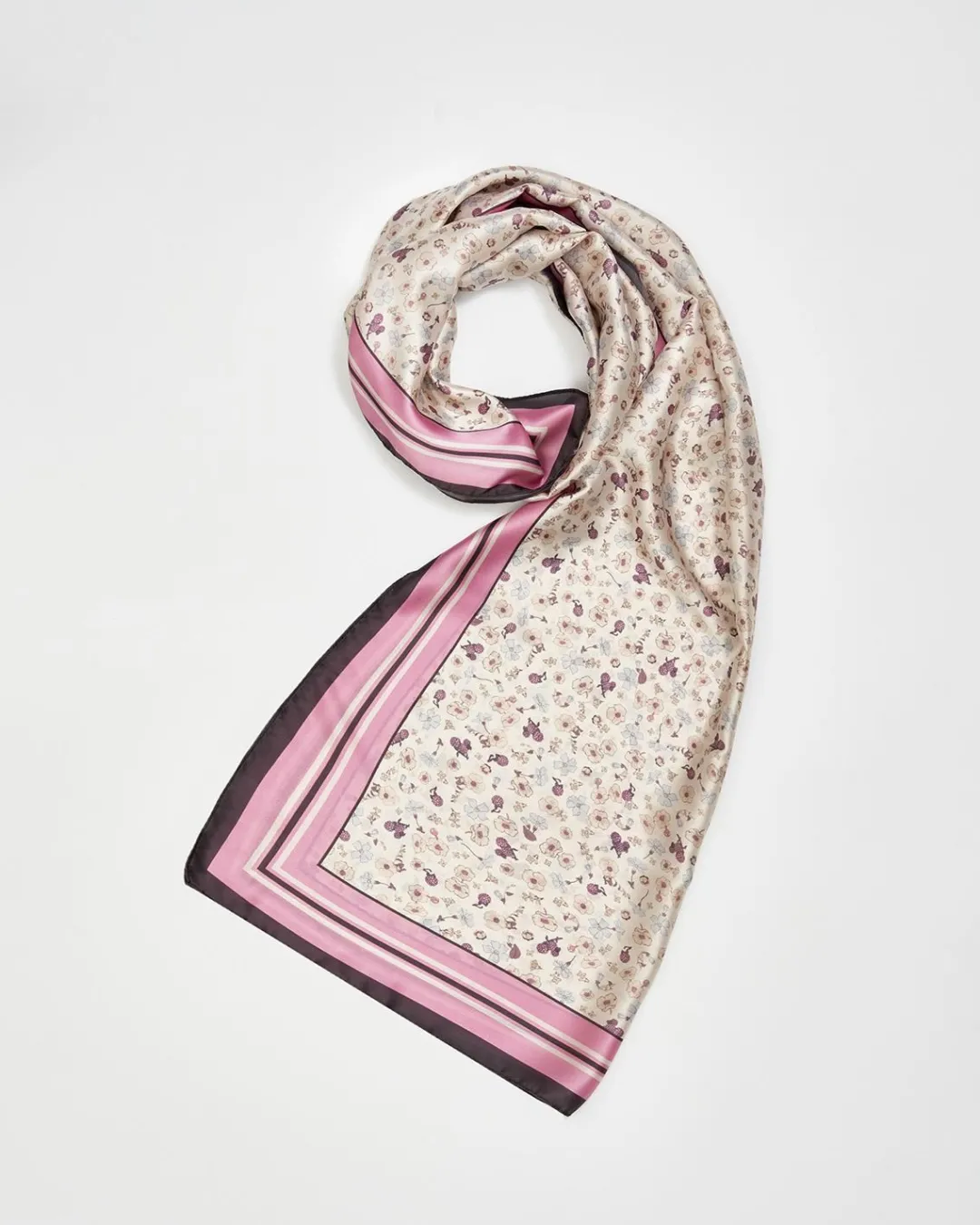 Fashion Fable England Deco Bloom Silky Lightweight Cream Scarf