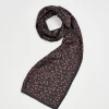 Sale Fable England Deco Bloom Silky Lightweight Black Scarf